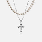 Layering Set - Pearls & Cross Necklace